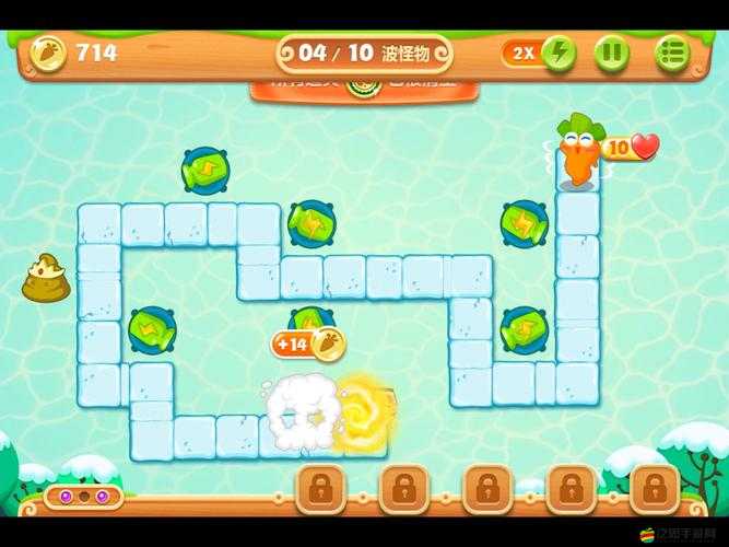 保衛蘿卜2極地冒險第14關完美通關，水晶金蘿卜布陣策略與全攻略