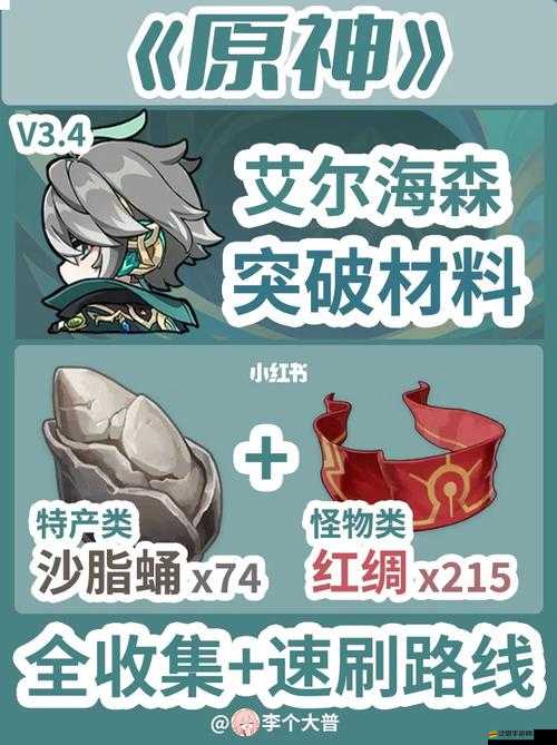 原神3.4版本艾爾海森角色突破所需材料詳細大全及一覽