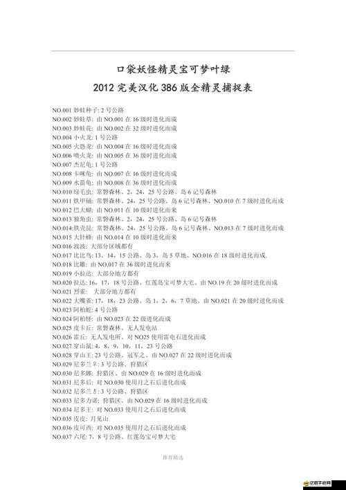 口袋妖怪葉綠版，詳盡全流程通關攻略，助你輕松征服游戲世界